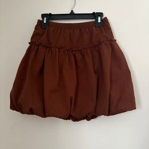 Hanna Andersson Girls Brown Bubble Skirt Tiered Ruffle Cotton Size 130 US‎ 8
